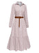 1930s Lapel Printed Belted Long Sleeve Dress: where 1930s romance meets her modern spirit