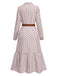 This 1930s Lapel Printed Belted Long Sleeve Dress wraps her in 1930s elegance, one twirl at a time