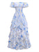 Blue 1930s Floral Vintage Classic Dress 2