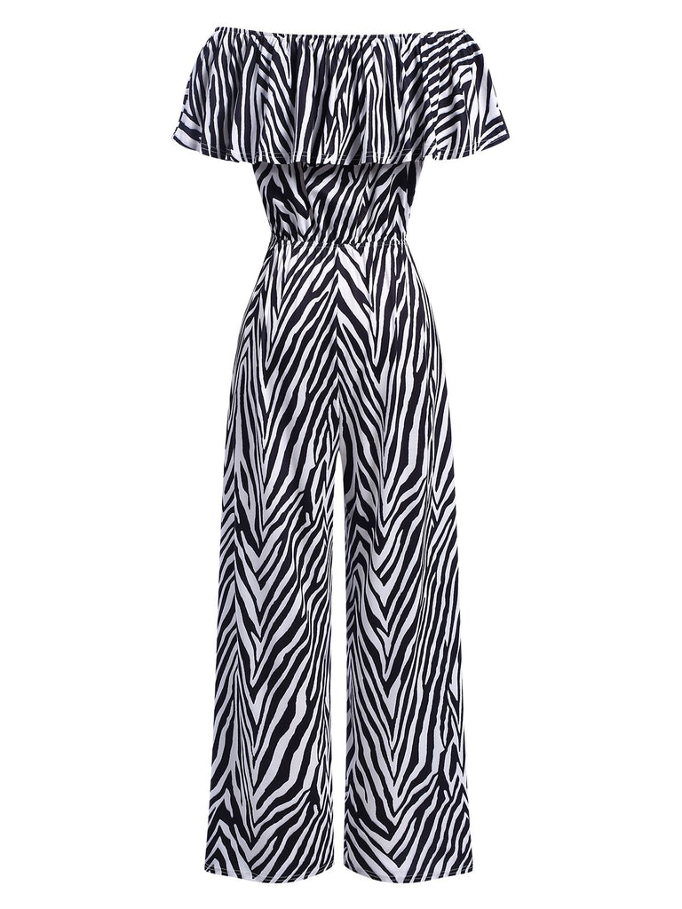 1930s Off-Shoulder Zebra Stripe Jumpsuit | Retro Stage
