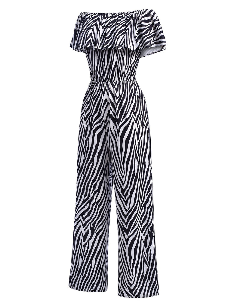 1930s Off-Shoulder Zebra Stripe Jumpsuit | Retro Stage