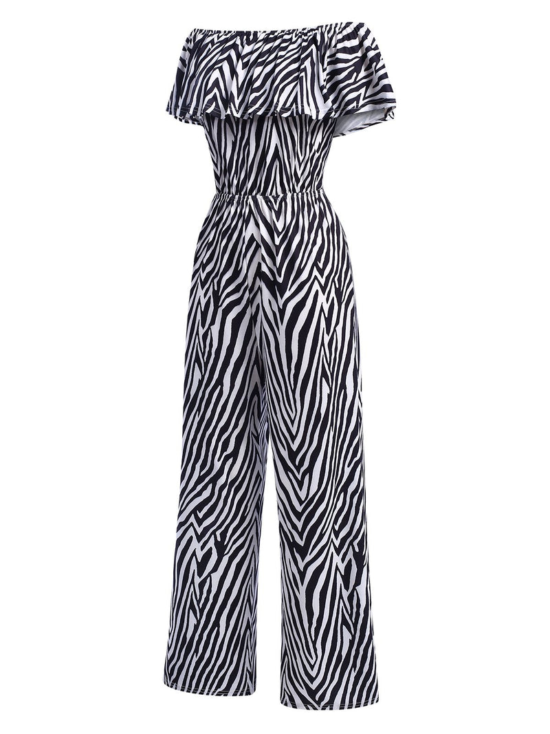 1930s Off-Shoulder Zebra Stripe Jumpsuit | Retro Stage