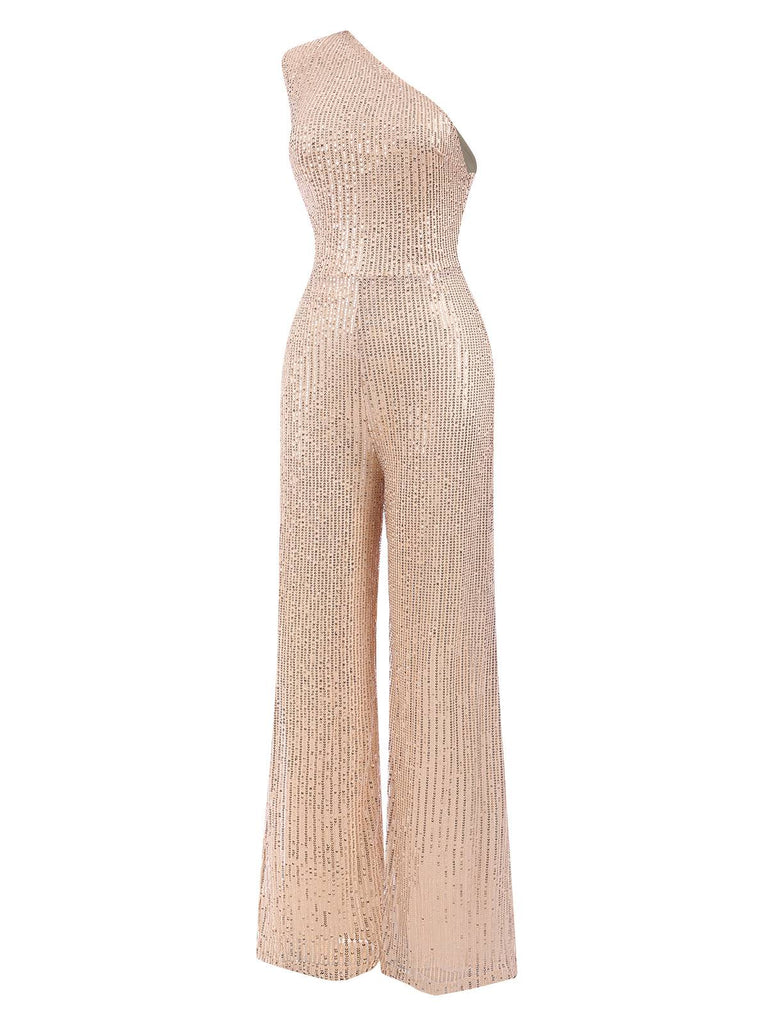 1930s One Shoulder Glitter Solid Jumpsuit, vintage romper, retro jumpsuit - perfect for women who love vintage and retro fashion