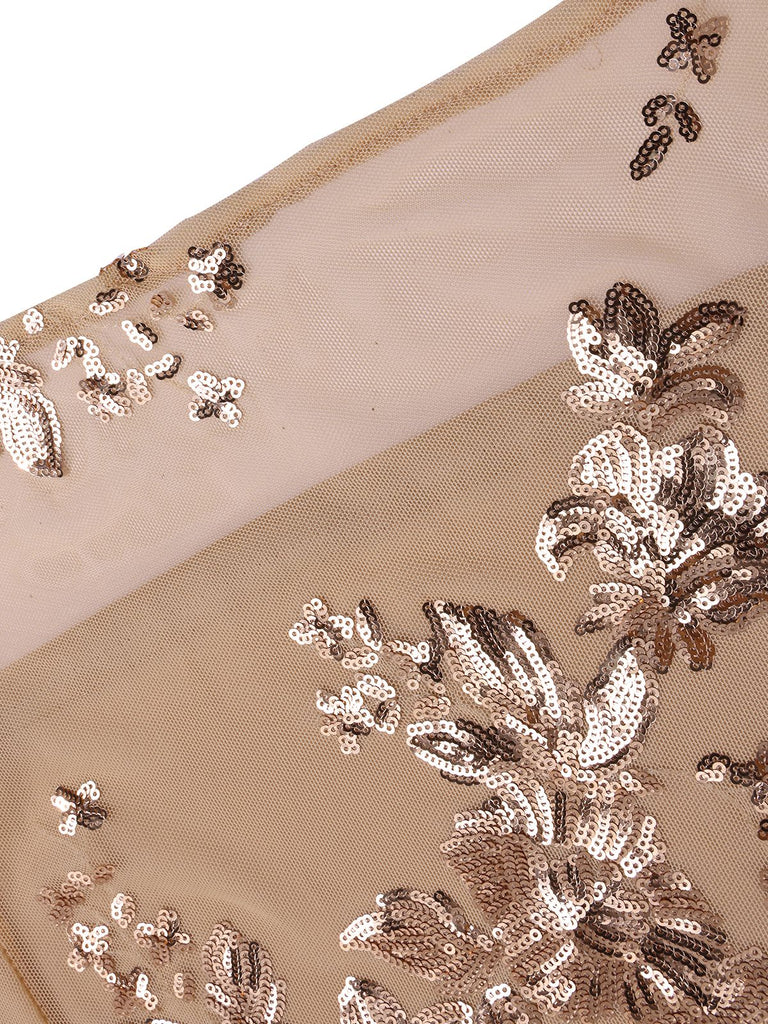 She slips into this 1930s One Shoulder Sequined Floral Slit Dress and suddenly it's a 1930s daydream