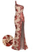 This 1930s One Shoulder Sequined Floral Slit Dress wraps her in 1930s elegance, one twirl at a time