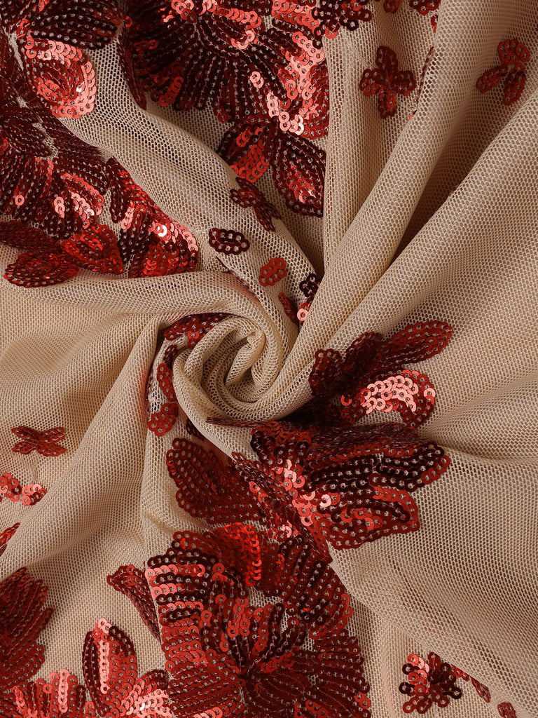 1930s One Shoulder Sequined Floral Slit Dress: where 1930s romance meets her modern spirit