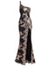 1930s One Shoulder Sequined Floral Slit Dress: where 1930s romance meets her modern spirit