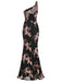 This 1930s One Shoulder Sequined Floral Slit Dress wraps her in 1930s elegance, one twirl at a time