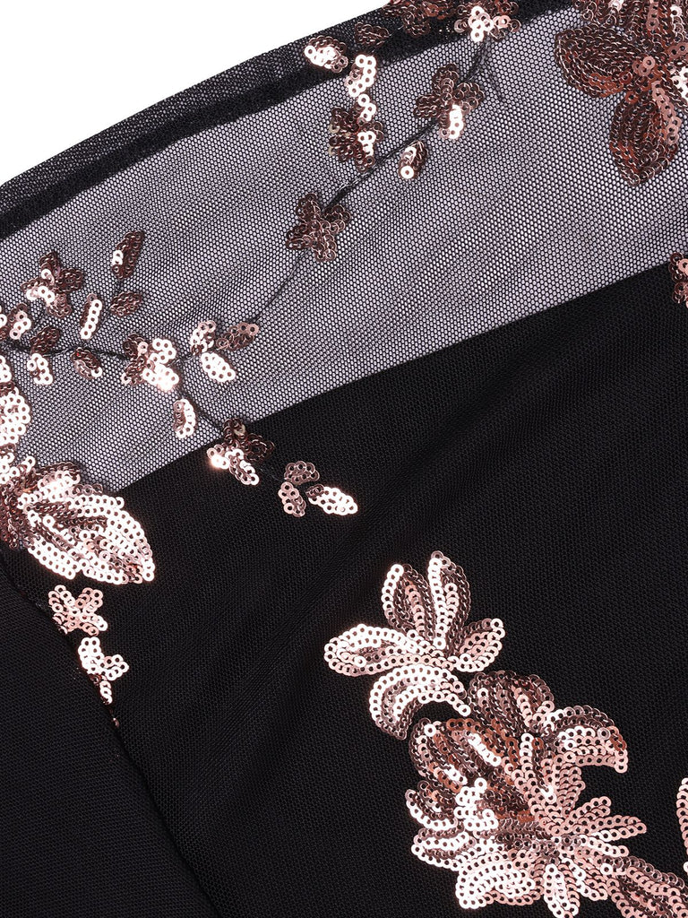 1930s One Shoulder Sequined Floral Slit Dress — a 1930s silhouette that turns sidewalks into runways