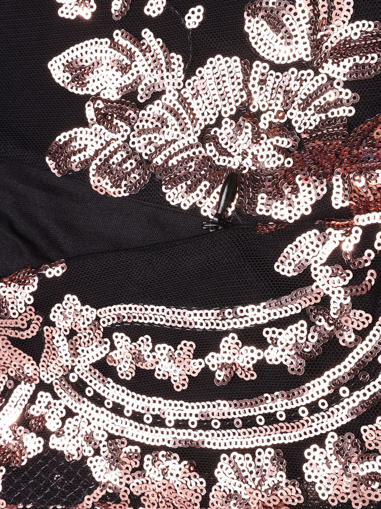 She slips into this 1930s One Shoulder Sequined Floral Slit Dress and suddenly it's a 1930s daydream