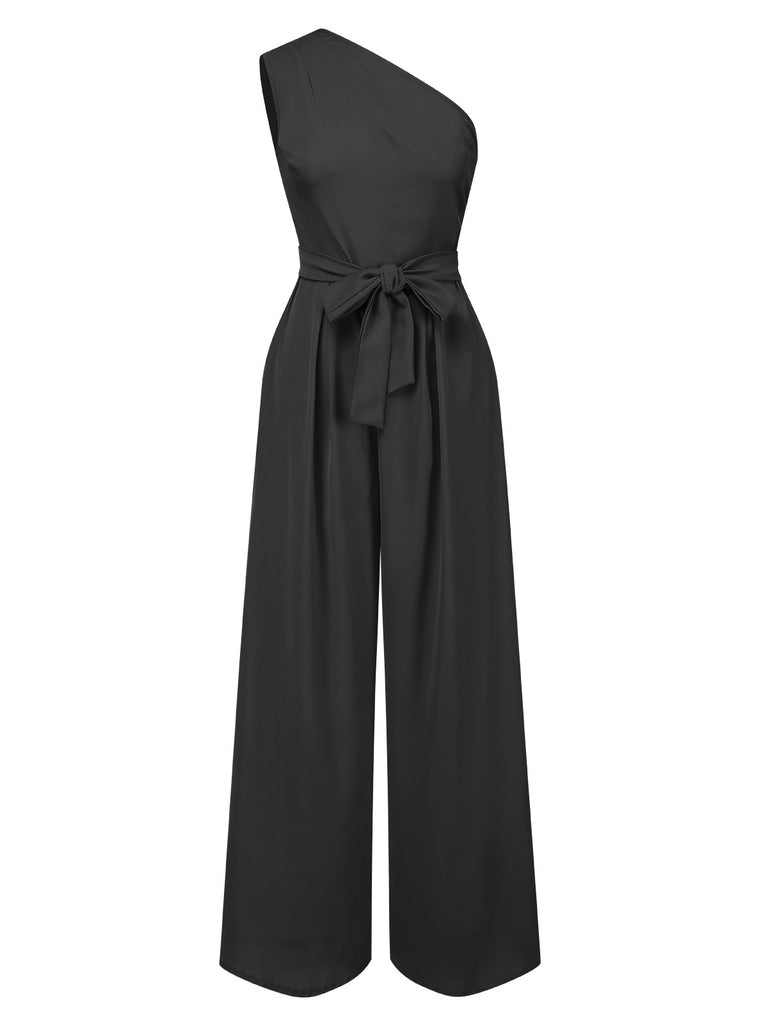 1930s One-Shoulder Solid Bind Jumpsuit — 1930s vintage charm for her modern wardrobe
