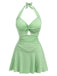 1930s Plaid Halter One-Piece Swimsuit: 1930s Riviera elegance, reimagined for her