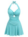 She's wearing 1930s Plaid Halter One-Piece Swimsuit and the whole beach remembers the 1930s