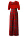 1930s Plaid Patchwork Puff Jumpsuit — vintage elegance for the modern woman
