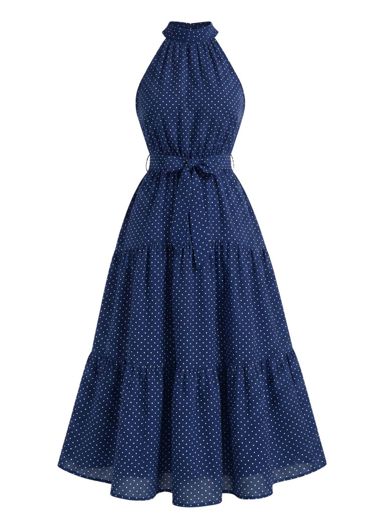 1930s Vintage Polka Dot Floral Dress