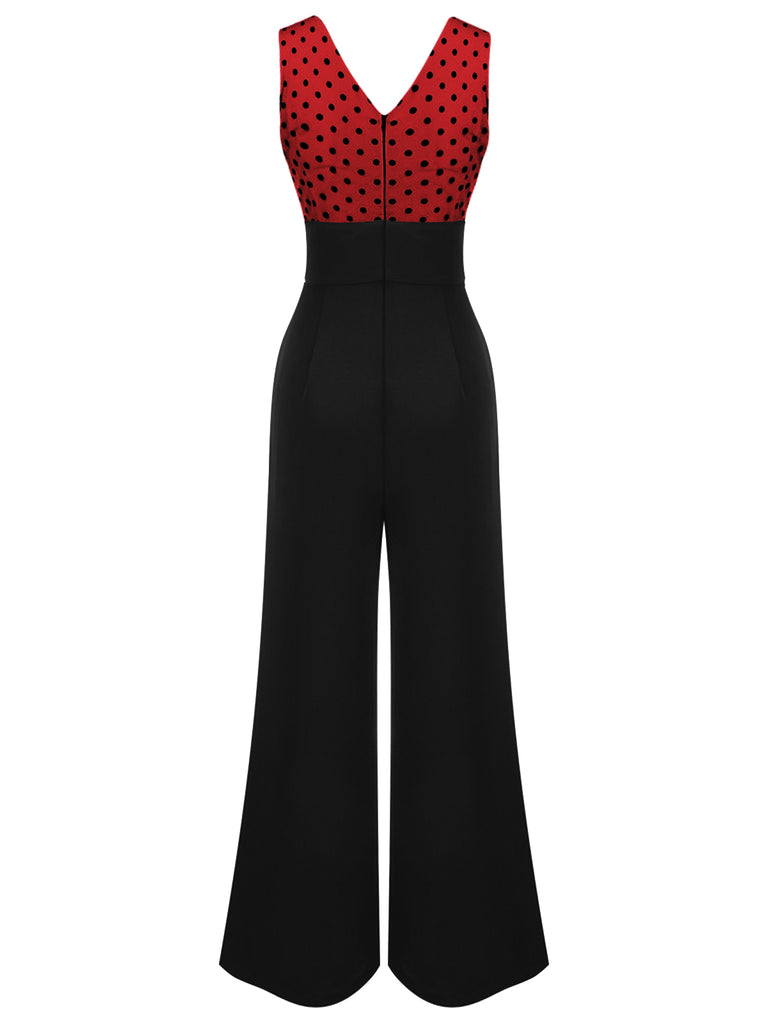 1930s Polka Dot Patchwork Button Jumpsuit — vintage elegance for the modern woman