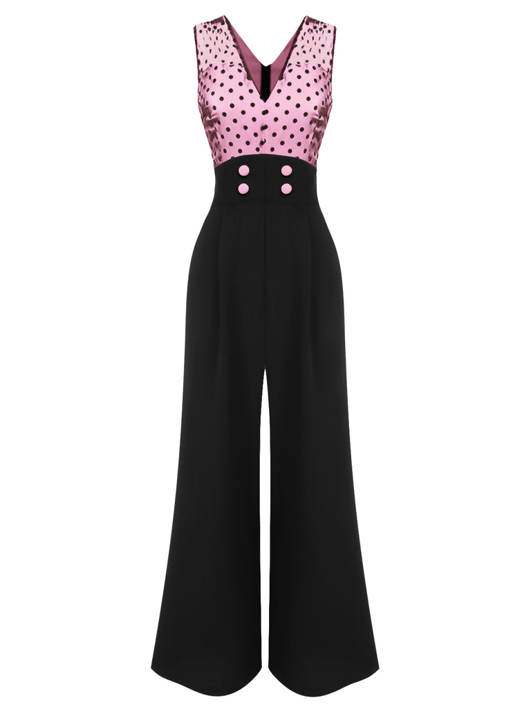 1930s Polka Dot Patchwork Button Jumpsuit: timeless style reimagined
