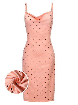 She slips into this 1930s Polka Dots Spaghetti Straps Satin Nightgown and suddenly it's a 1930s daydream