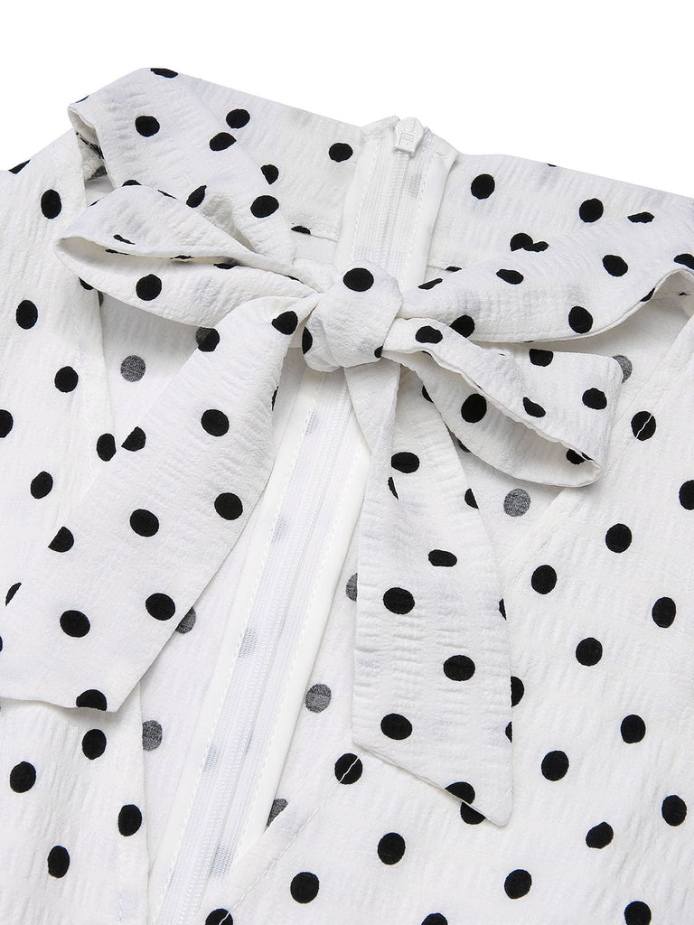 She finds her 1930s story in this & 1930s Polka Dots Tie Neck Jumpsuit
