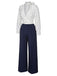Blue & White 1930s Polka Dots Tie Neck Jumpsuit, vintage romper, retro jumpsuit - perfect for women who love vintage and retro fashion