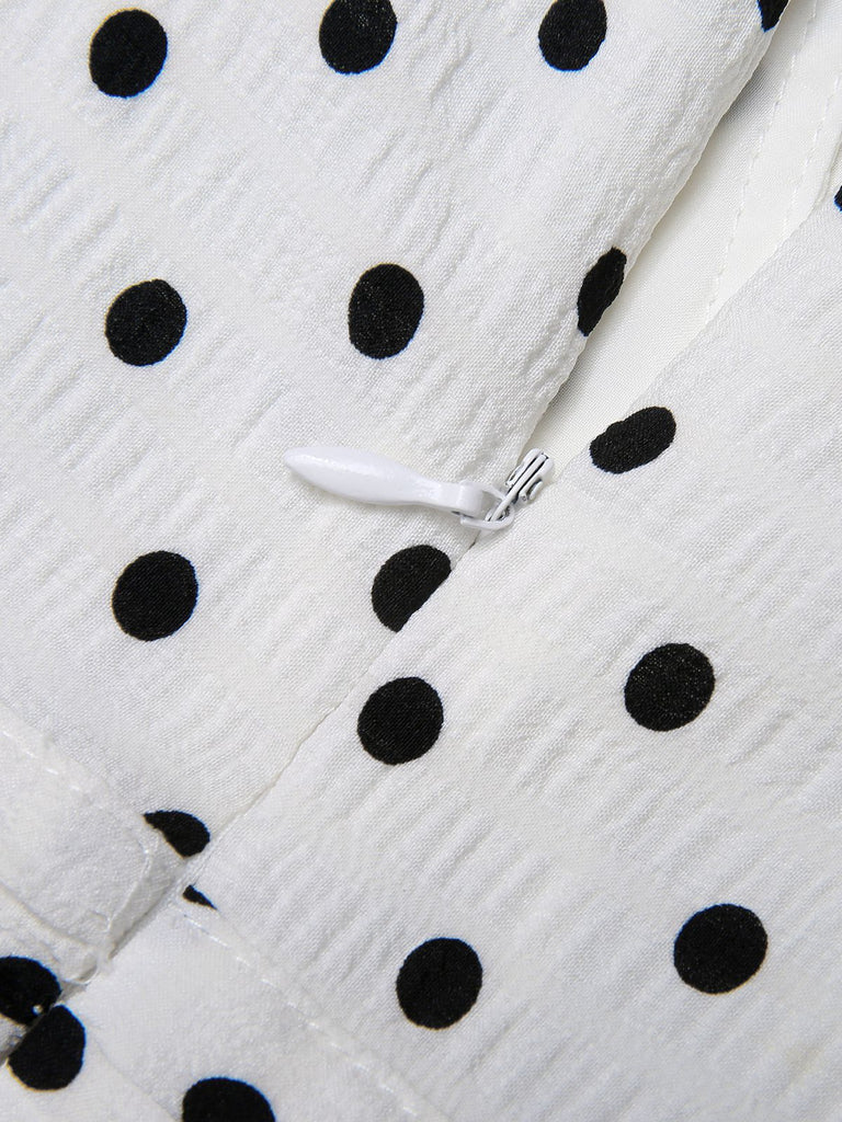 Blue & White 1930s Polka Dots Tie Neck Jumpsuit, vintage romper, retro jumpsuit - perfect for women who love vintage and retro fashion