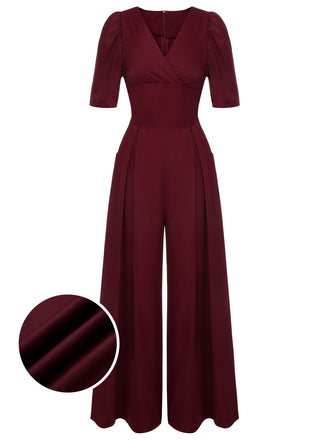 This 1930s Puff Short Sleeve Wide Leg Jumpsuit whispers 1930s secrets to those who notice