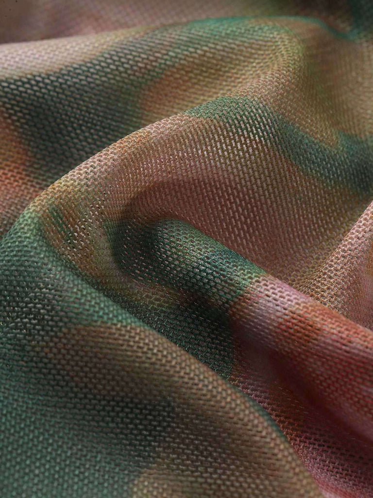 1930s Rose Print Fishbone Ruched Slit Dress