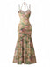 1930s Rose Print Fishbone Ruched Slit Dress - vintage dress, retro fashion
