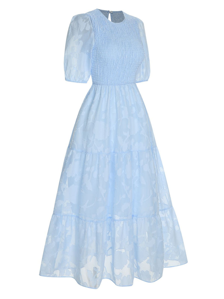 She slips into this 1930s Round Neck Puff Sleeve Wrinkle Dress and suddenly it's a 1930s daydream