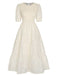 This 1930s Round Neck Puff Sleeve Wrinkle Dress wraps her in 1930s elegance, one twirl at a time