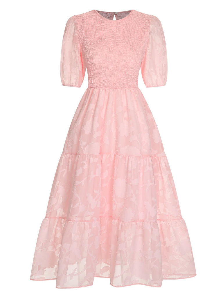 She slips into this 1930s Round Neck Puff Sleeve Wrinkle Dress and suddenly it's a 1930s daydream