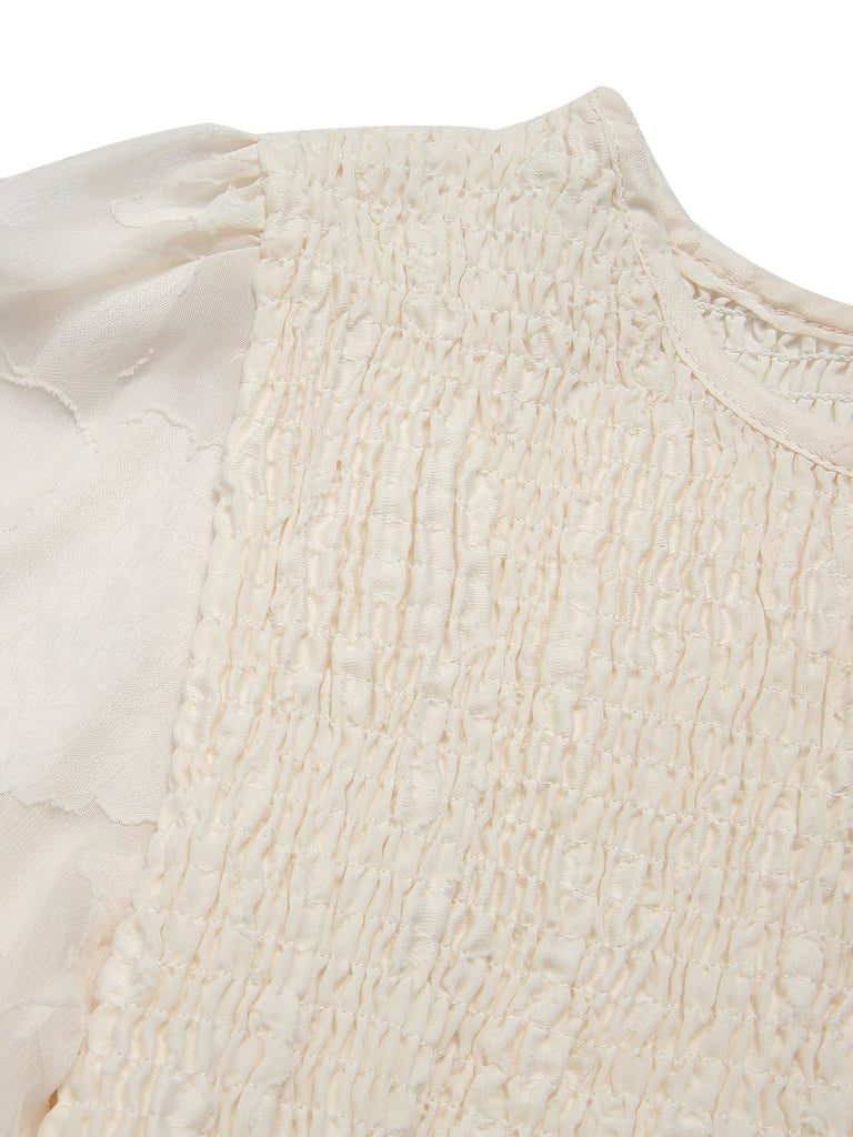 1930s Round Neck Puff Sleeve Wrinkle Dress — a 1930s silhouette that turns sidewalks into runways