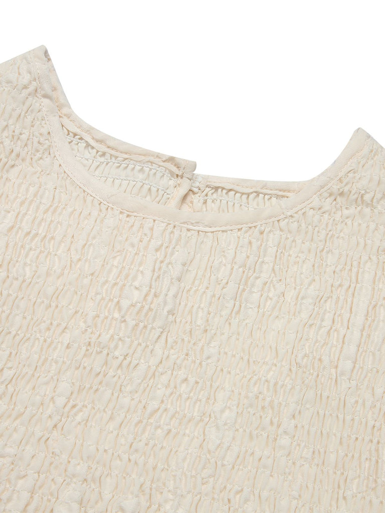 She slips into this 1930s Round Neck Puff Sleeve Wrinkle Dress and suddenly it's a 1930s daydream