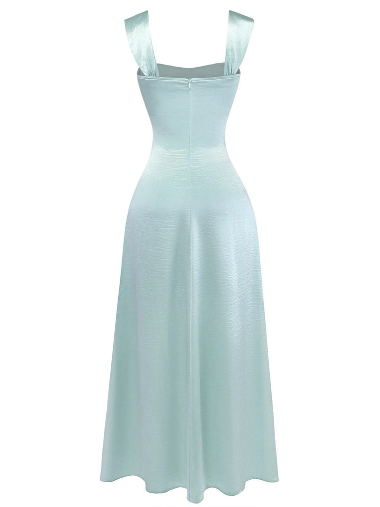 1930s Satin Rhinestone Wide-Strap Maxi Dress - vintage dress, retro fashion