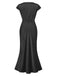 Back view: 1930s 1930s Satin Solid V-Neck Fishtail