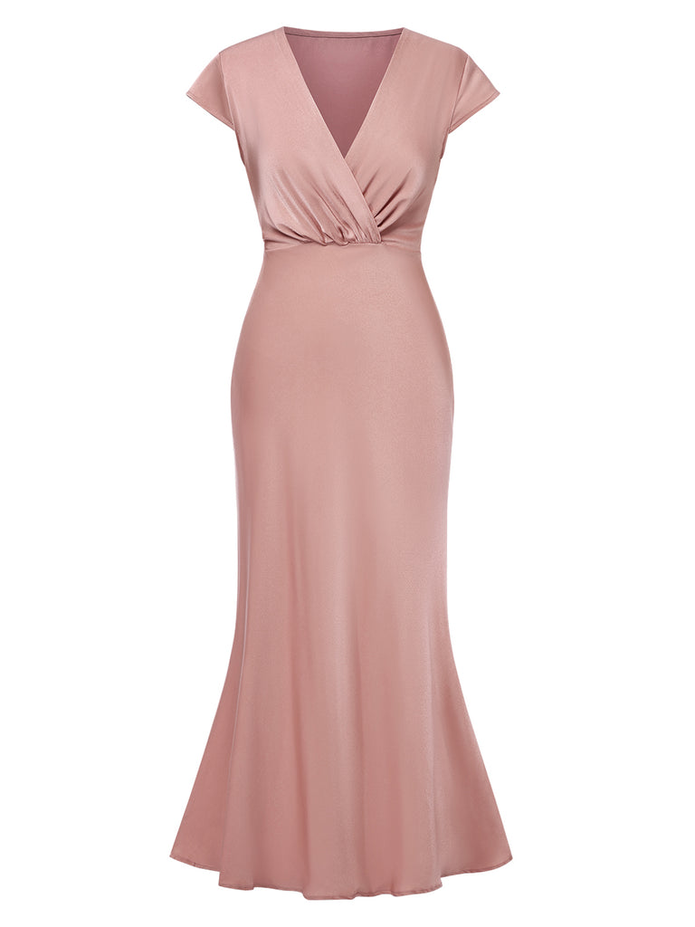 Fabric texture: 1930s 1930s Satin Solid V-Neck Fis
