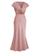 View 6: 1930s 1930s Satin Solid V-Neck Fishtail Dr
