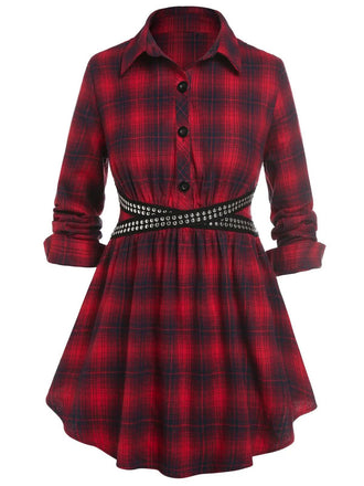 She pairs this 1930s Scottish Plaid Lapel Belt Blouse with confidence and 1930s charm