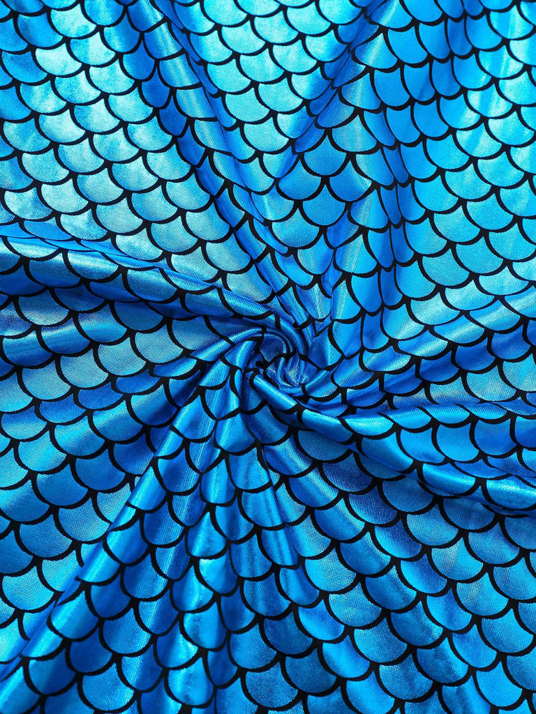 Halloween Mermaid Princess Fancy Dress | Adult Blue Scale Print Shell Bra Party Gown with Tail Fin Halloween Mermaid Princess Fancy Dress | Adult Blue Scale Print Shell Bra Party Gown with Tail Fin