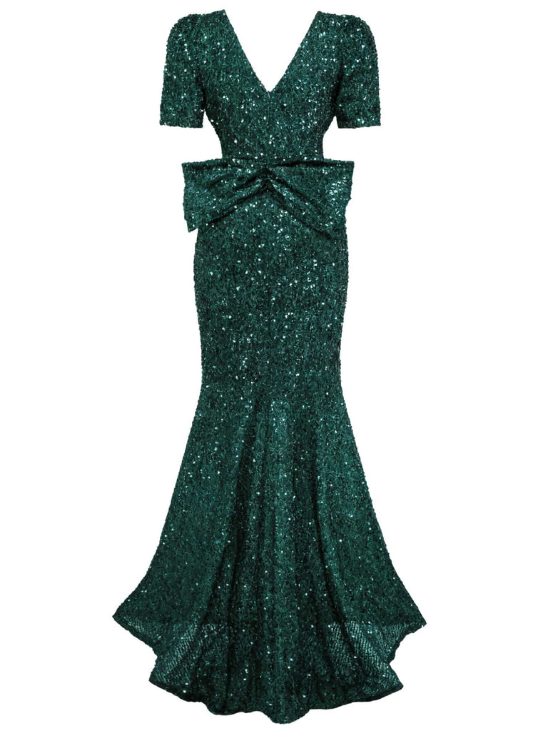 slim fit dress slacks Sequin Cowl One Shoulder Maxi Dress - Emerald Green main image 1