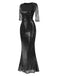 View 10: 1930s 1930s Sequined Tassels Mesh Patchwork Dress, perfect for retro themed parties, vintage fashion enthusiasts and special occasions