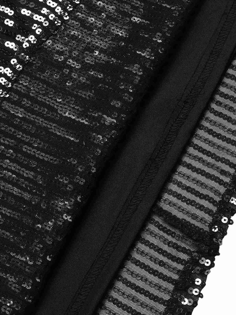 View 11: 1930s 1930s Sequined Tassels Mesh Patchwork Dress, perfect for retro themed parties, vintage fashion enthusiasts and special occasions