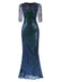 Side view: 1930s 1930s Sequined Tassels Mesh Patchwork Dress, perfect for retro themed parties, vintage fashion enthusiasts and special occasions