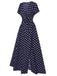She slips into this 1930s Side Slit Deep V-Neck Polka Dots Dress and suddenly it's a 1930s daydream
