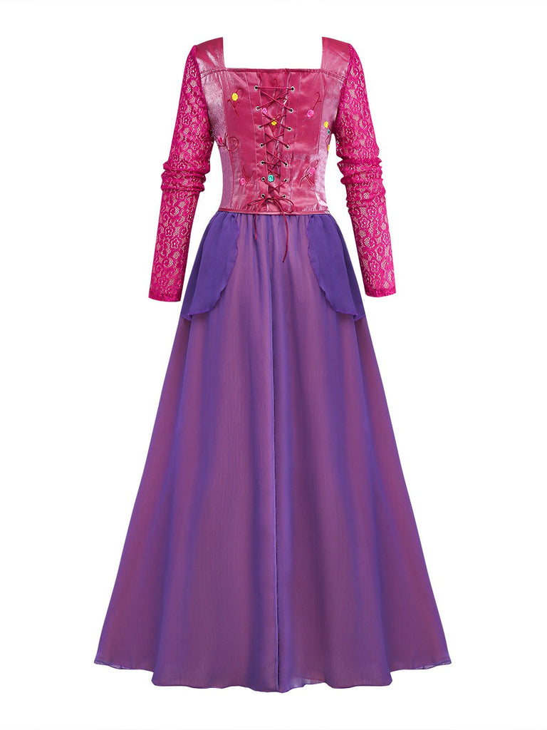 Purple 2PCS 1930s Hocus Pocus Lace Floral Top & Skirt - vintage skirt, retro style