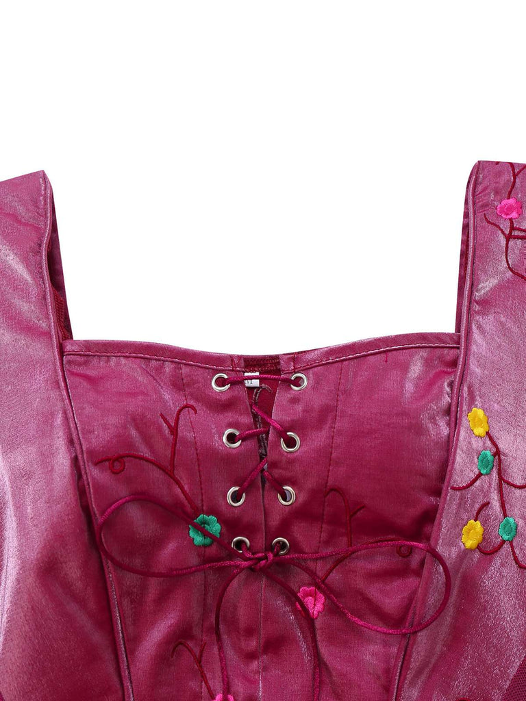 Purple 2PCS 1930s Hocus Pocus Lace Floral Top & Skirt - vintage skirt, retro style