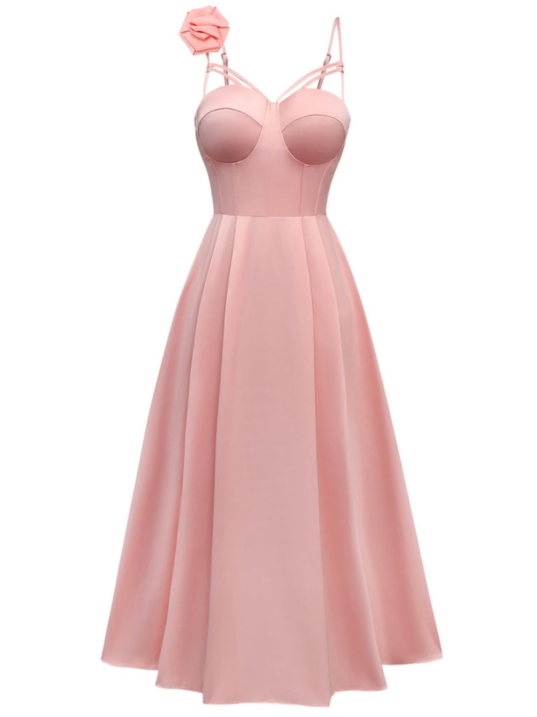 1930s Solid 3D Floral Hollow Out Slip Dress - vintage dress, retro fashion