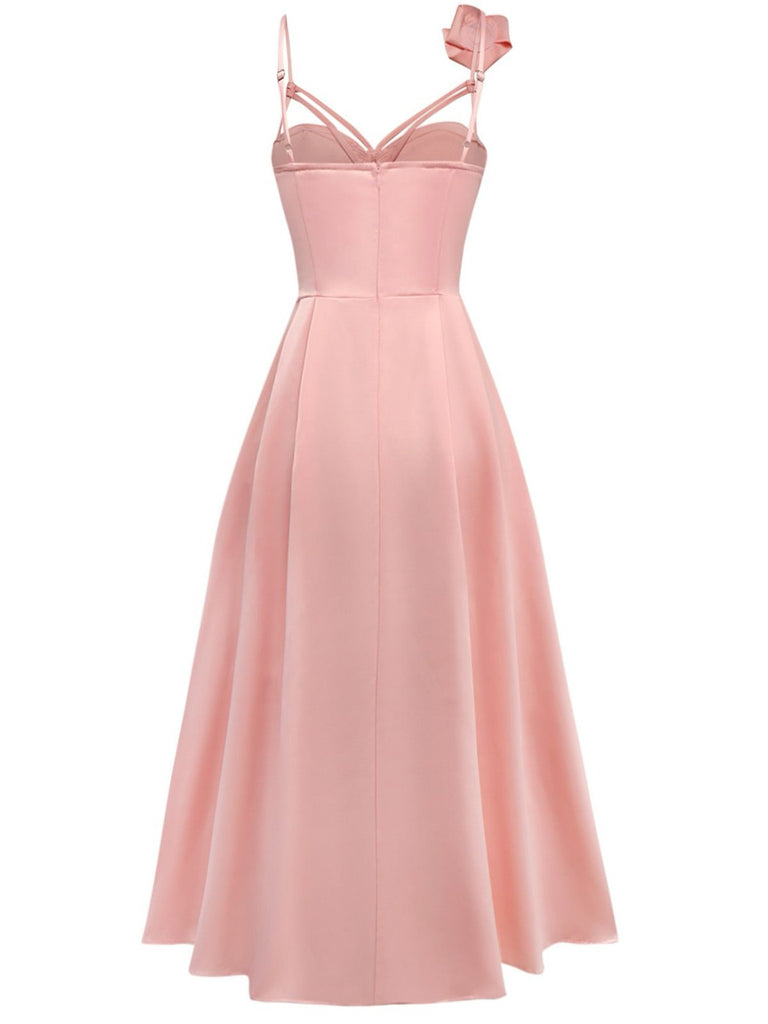 vintage slip dress A-Line Wedding Guest Dress Sweetheart Neck Spaghetti Strap Bustier Maxi Dress Light Pink