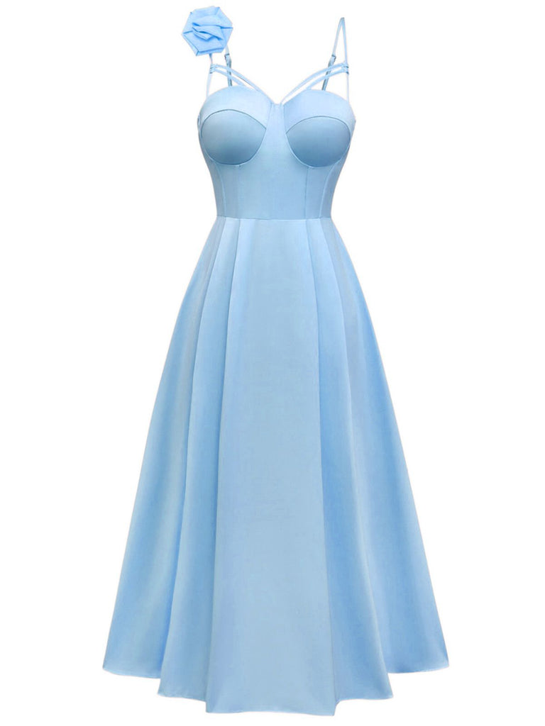 1930s Solid 3D Floral Hollow Out Slip Dress - vintage dress, retro fashion