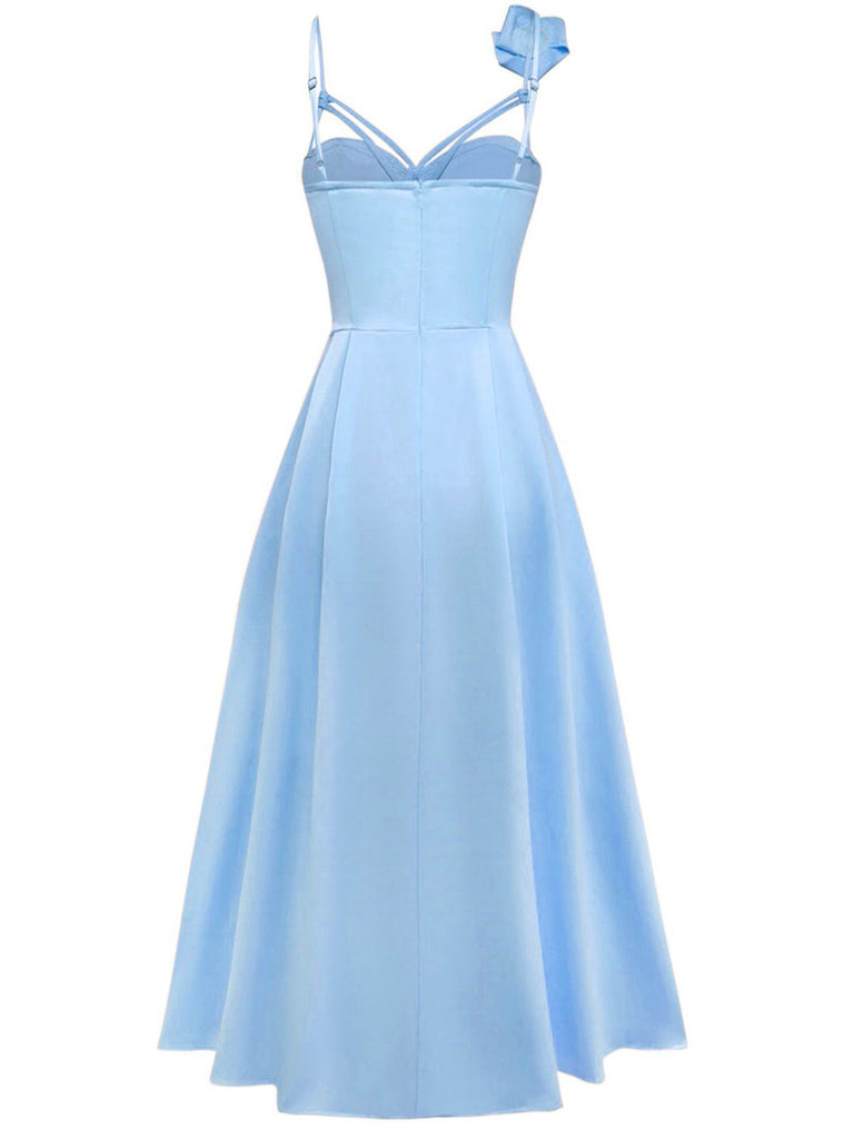 A-Line Wedding Guest Dress Sweetheart Neck Spaghetti Strap Bustier Maxi Dress Light Blue A-Line Wedding Guest Dress Sweetheart Neck Spaghetti Strap Bustier Maxi Dress Light Blue
